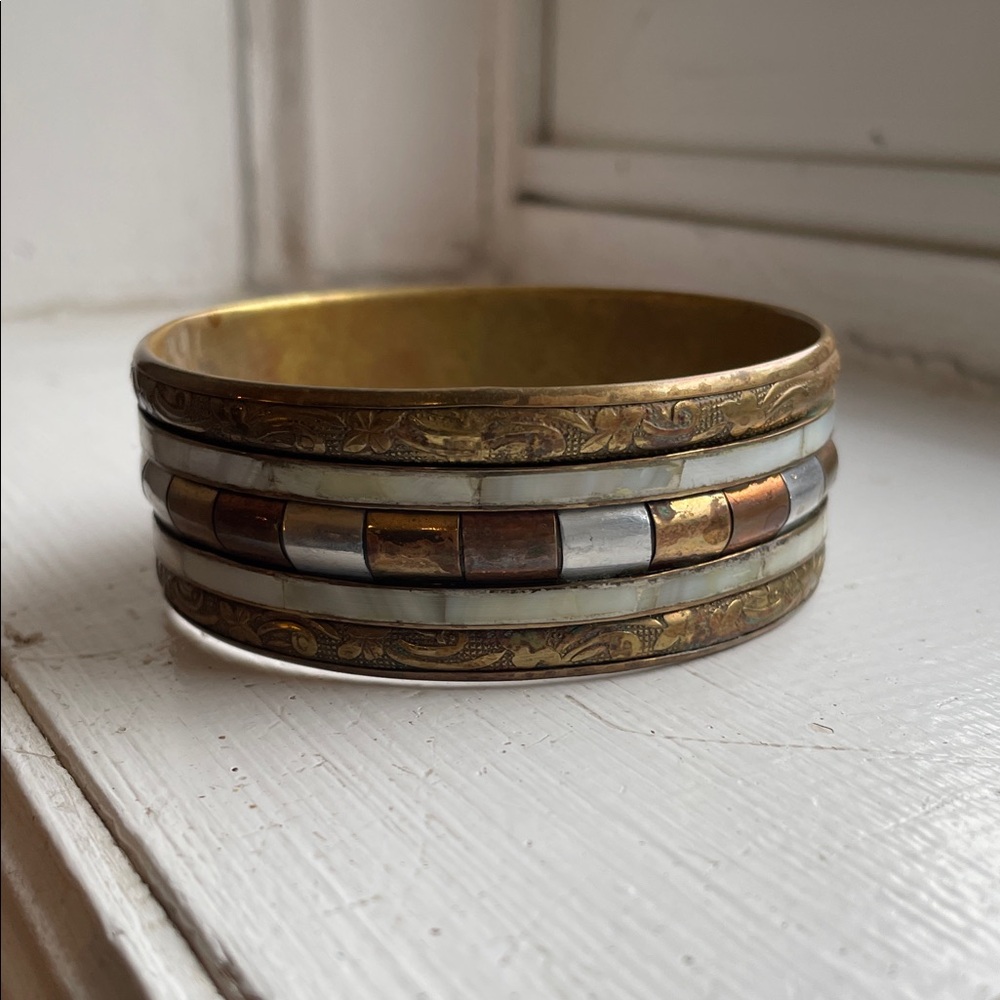 Vintage Brass and Silver Tone Bangle